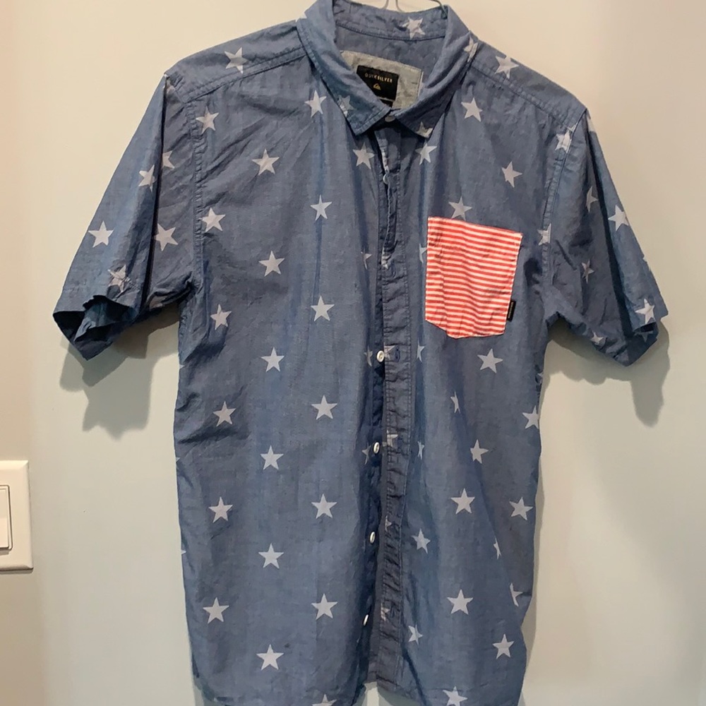 Quicksilver L red white blue stars stripes button